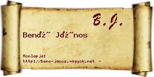 Benő János névjegykártya